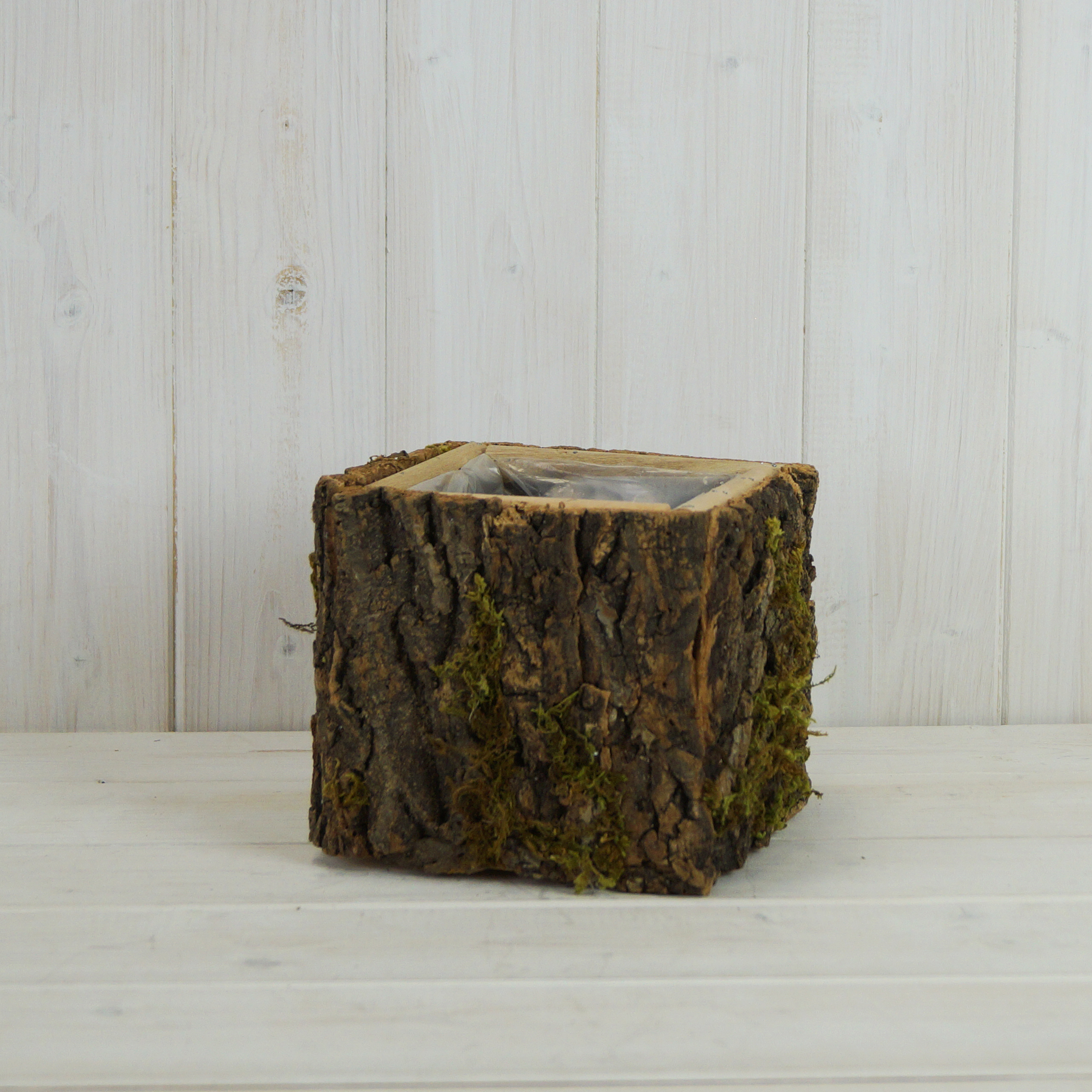 Square Mossed Bark Wooden Pot detail page